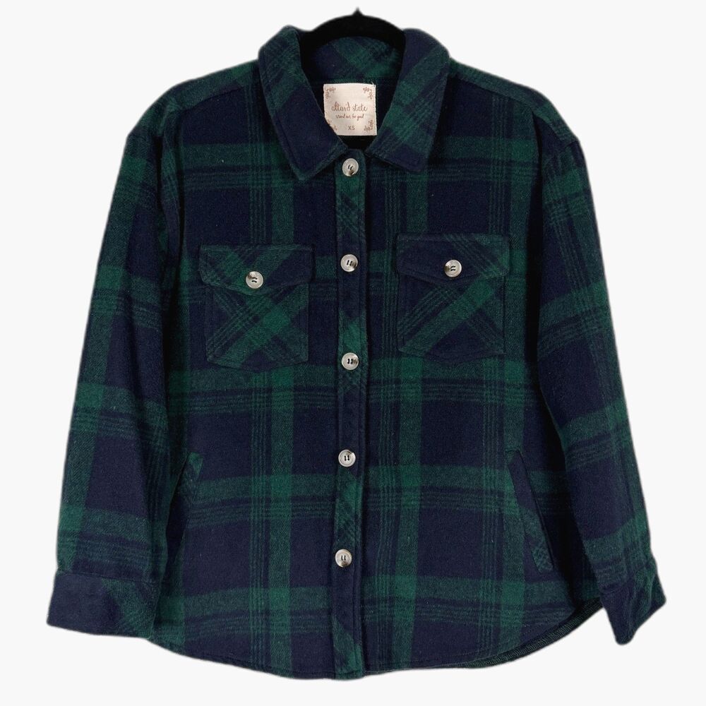 Altar’d State Plaid Shacket XS Green Flannel Jacket Womens Button Up